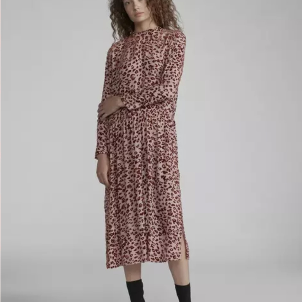 Rag & Bone Gia Velvet Spotted Dress in Pink/Rust